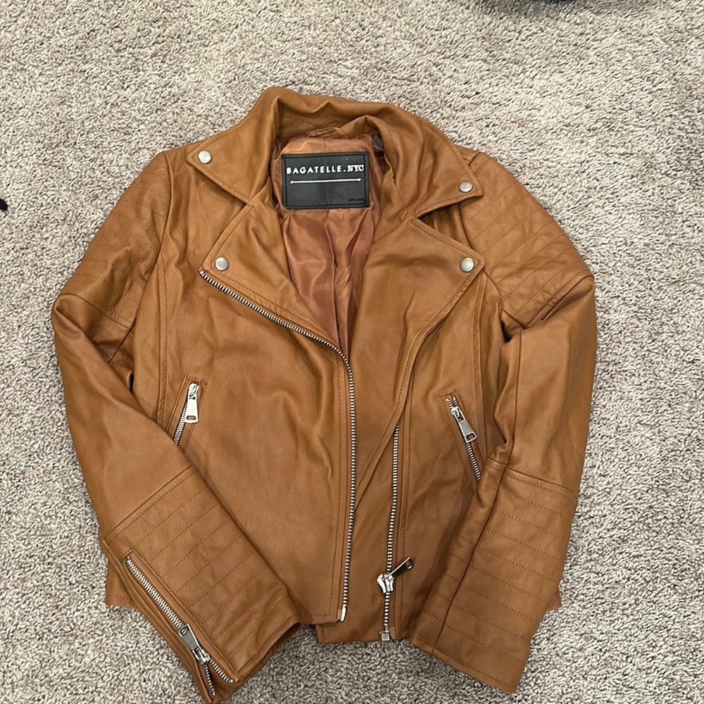 Bagatelle . NYC brown faux leather jacket. Size XS